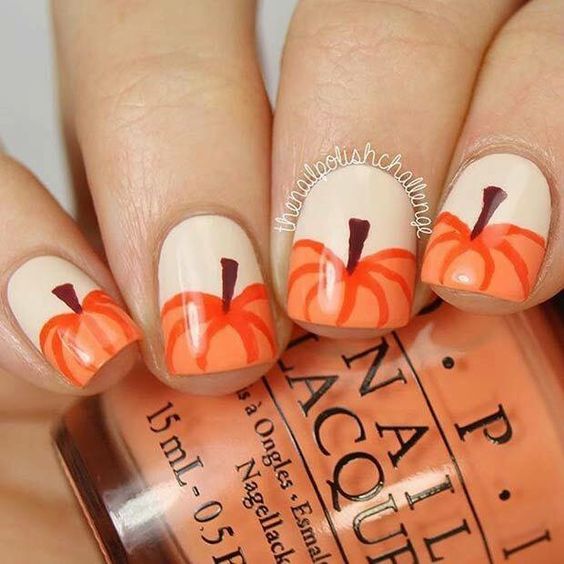 Easy Pumpkin Nail Art