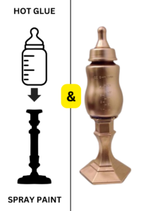 baby bottle golden centerpiece