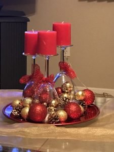 DIY Christmas Wine Glass Centerpiece - Party Wowzy