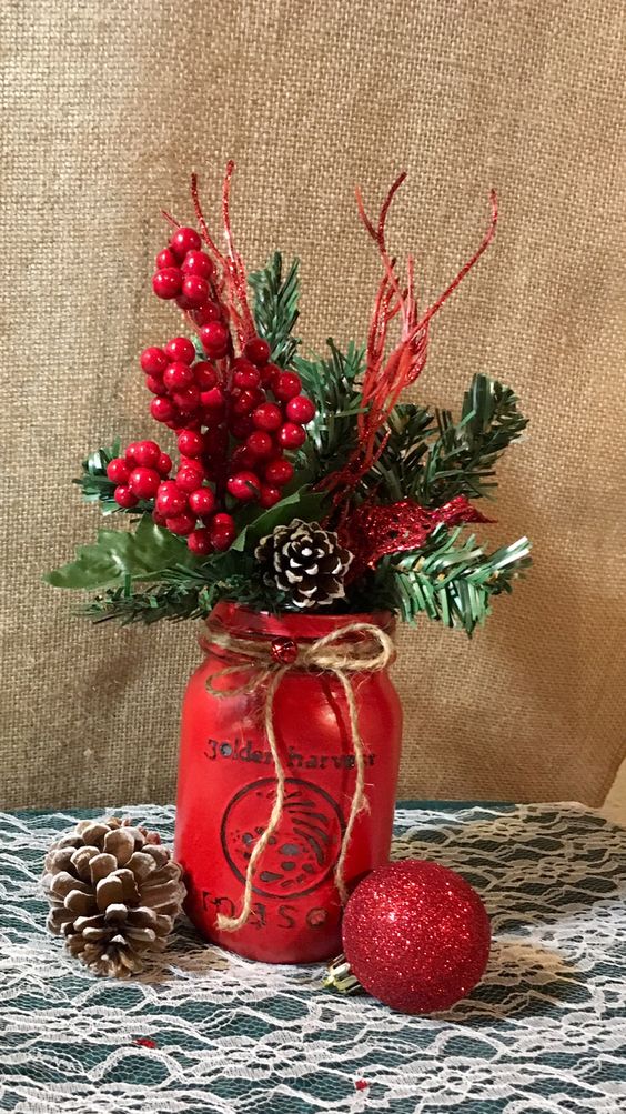 Christmas Mason Jar Centerpiece