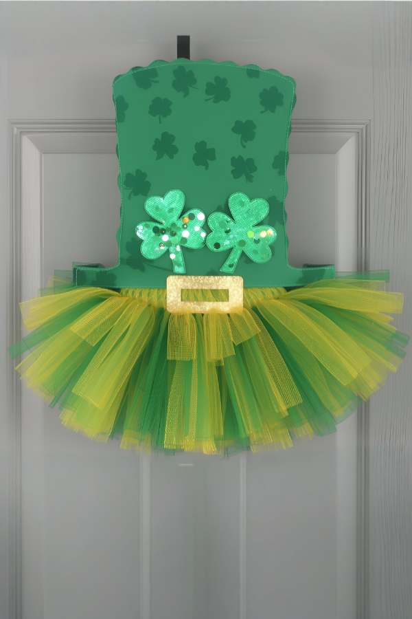 St. Patrick’s Day wreath in the form of a leprechaun shaped hat