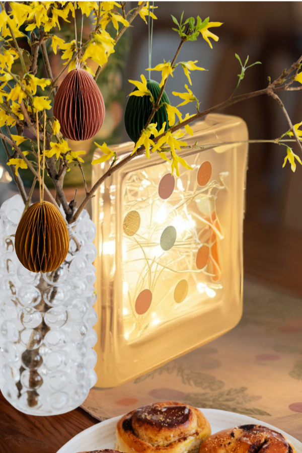 Frosted Easter glass block light with fairy lights