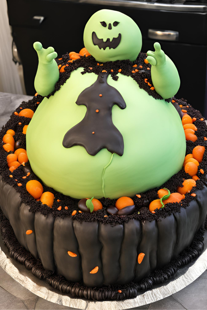 belly bump cake with ghost