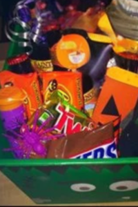 candy in frankenstein container