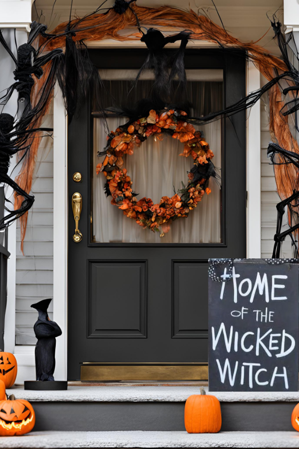 home of wicked witch chalk sign