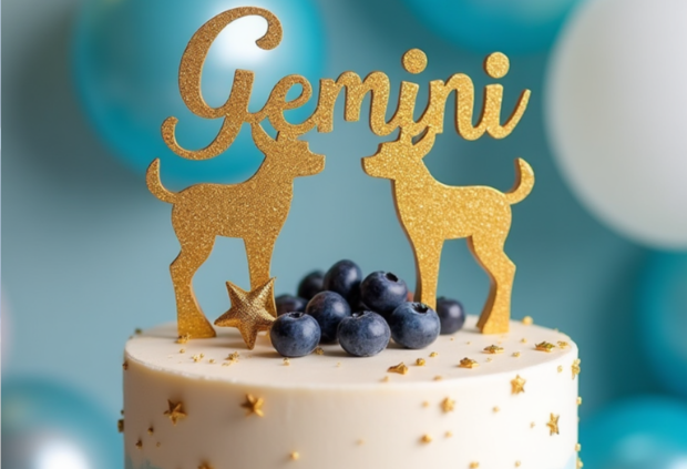 Gemini zodiac birthday cake