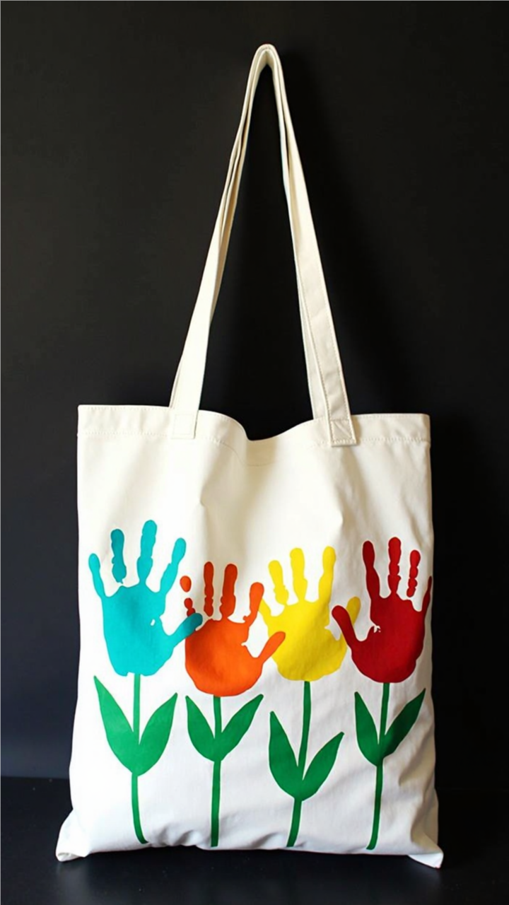 mothers day handprint totte bag